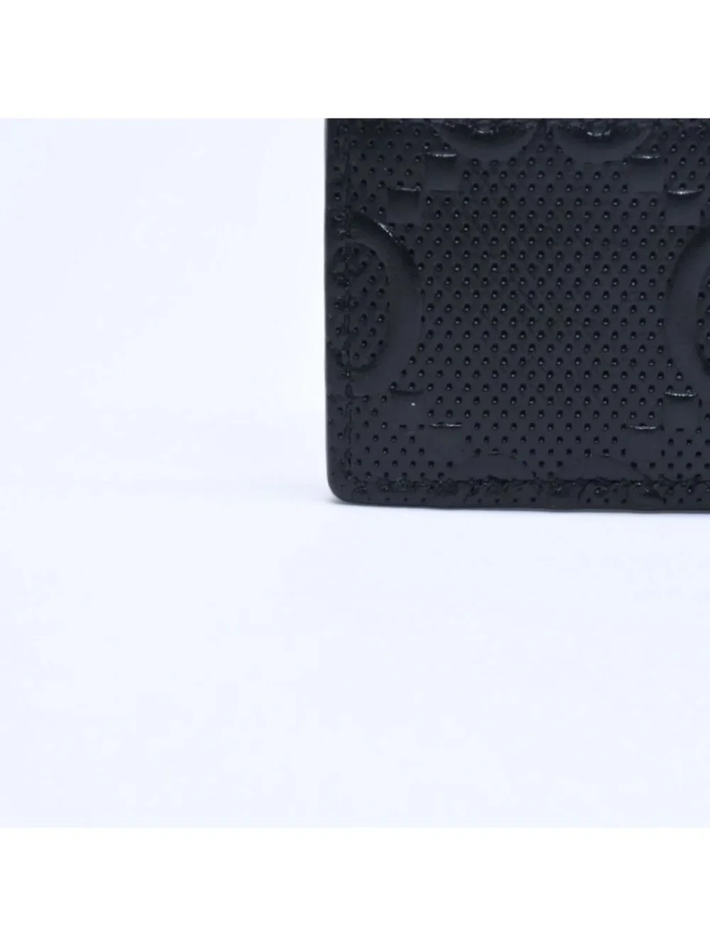 Gucci Card Case Business GG Embossed Leather Black